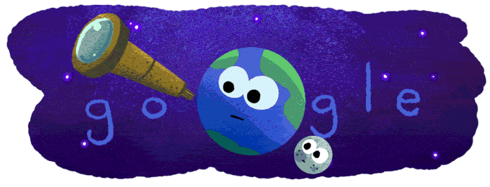 Doodle do Google que homenageia a descoberta dos Exoplanetas orbitando a estrela TRAPPIST-1
